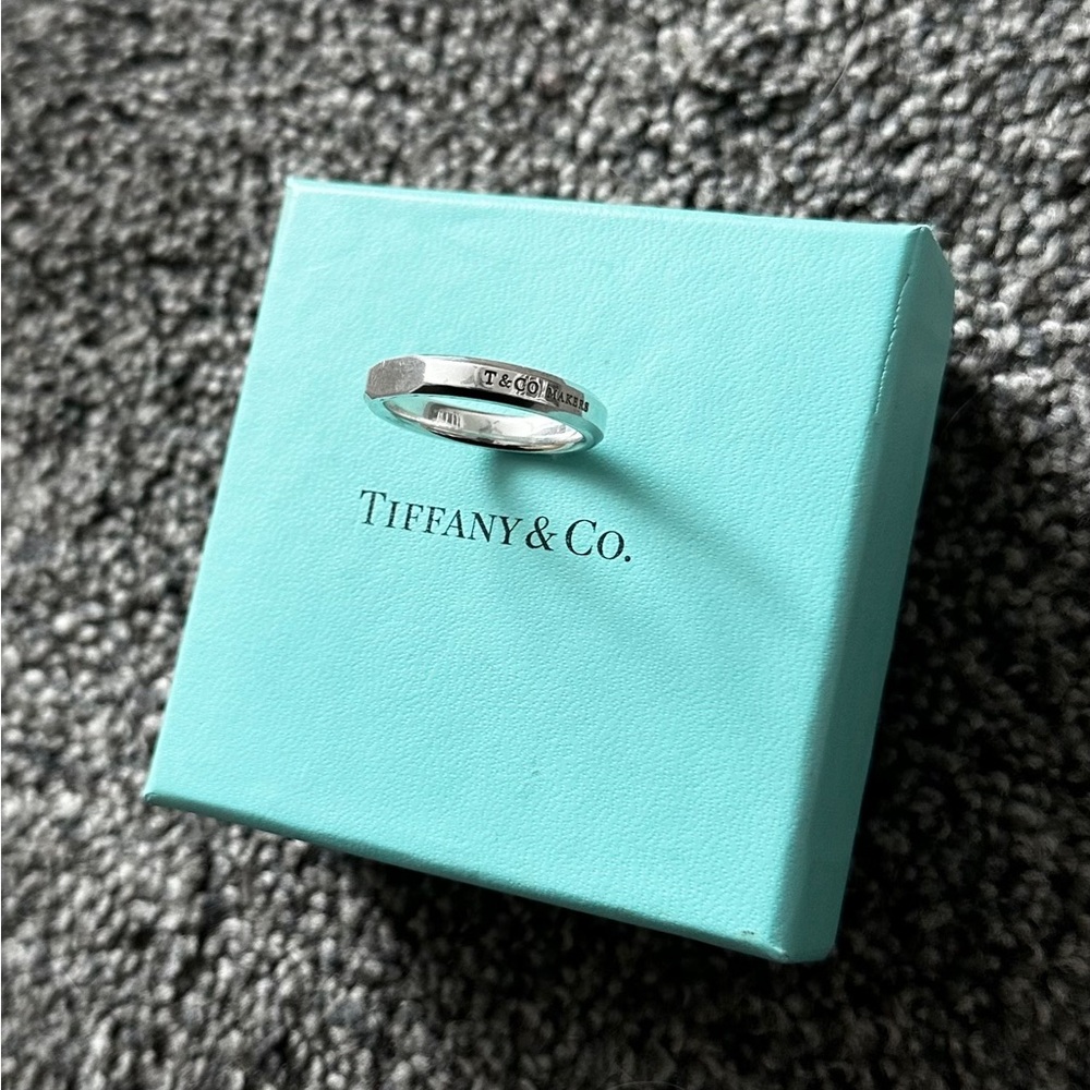 Tiffany & Co. 1837 Makers Narrow Slice Band Ring Sterling Silver 925 -Size 11.5
